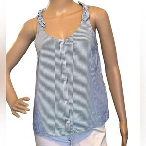 Levi’s Button Down Blue&White Pinstripe Tie Shoulder Women’s Top Size Medium